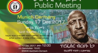 Public Meeting with Prof Berhanu Nega in Munich Germany – Commercial advert
